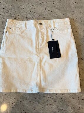 Vero Moda White Denim Mini Skirt with Front Button